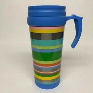 Starbucks Mug 2005 Coffee Plastic Tumbler 12oz Rainbow Striped Gay Pride